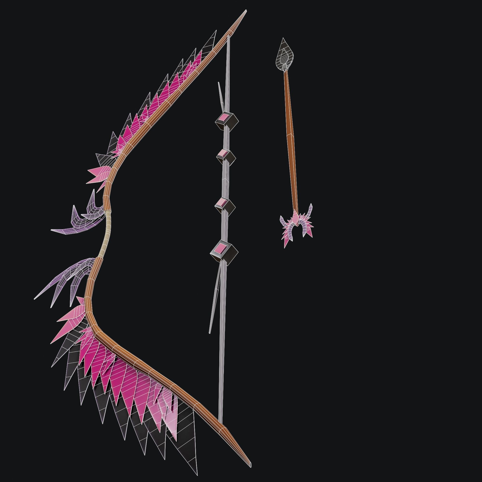 Concept game ready PBR BOW Low-poly 3D model_5