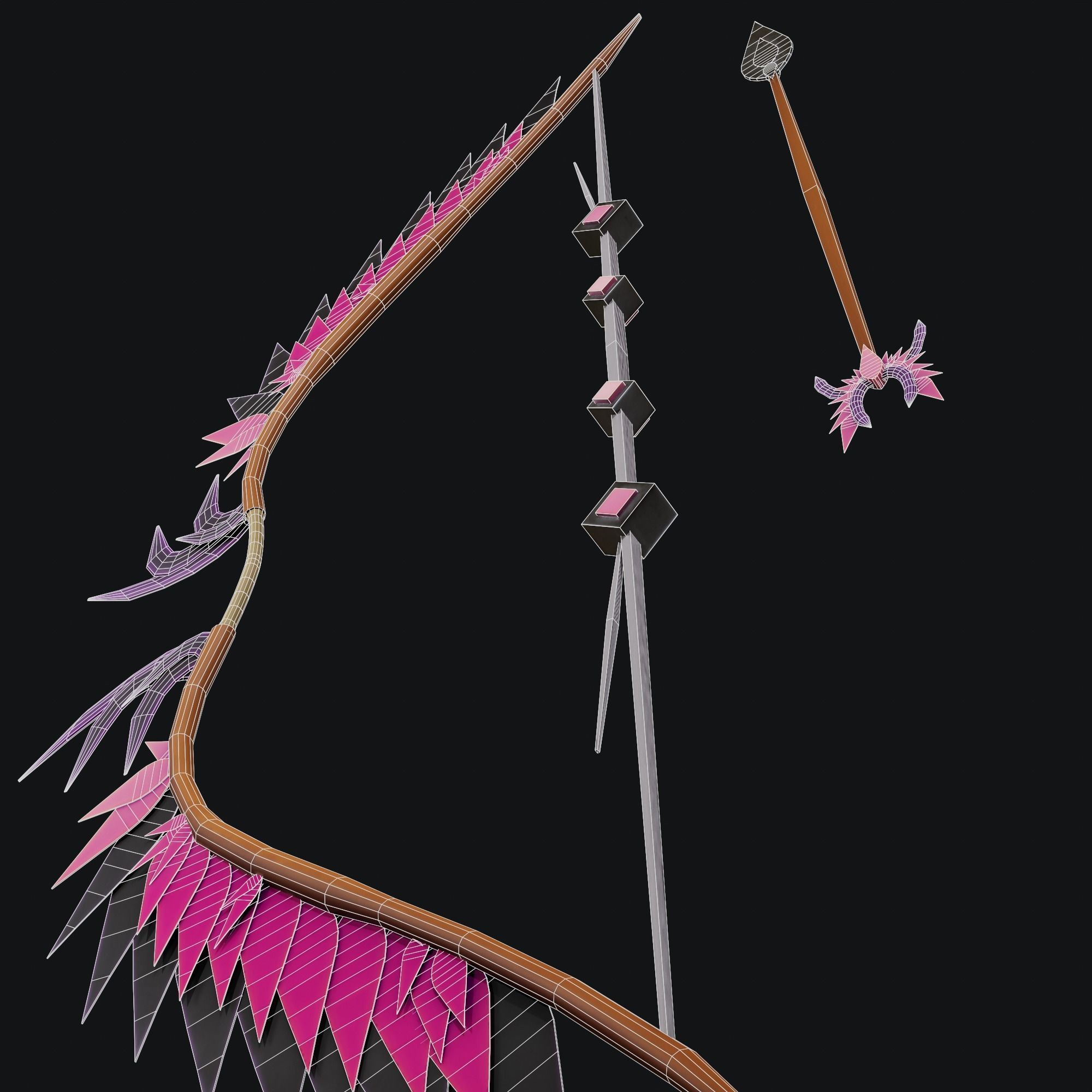 Concept game ready PBR BOW Low-poly 3D model_11
