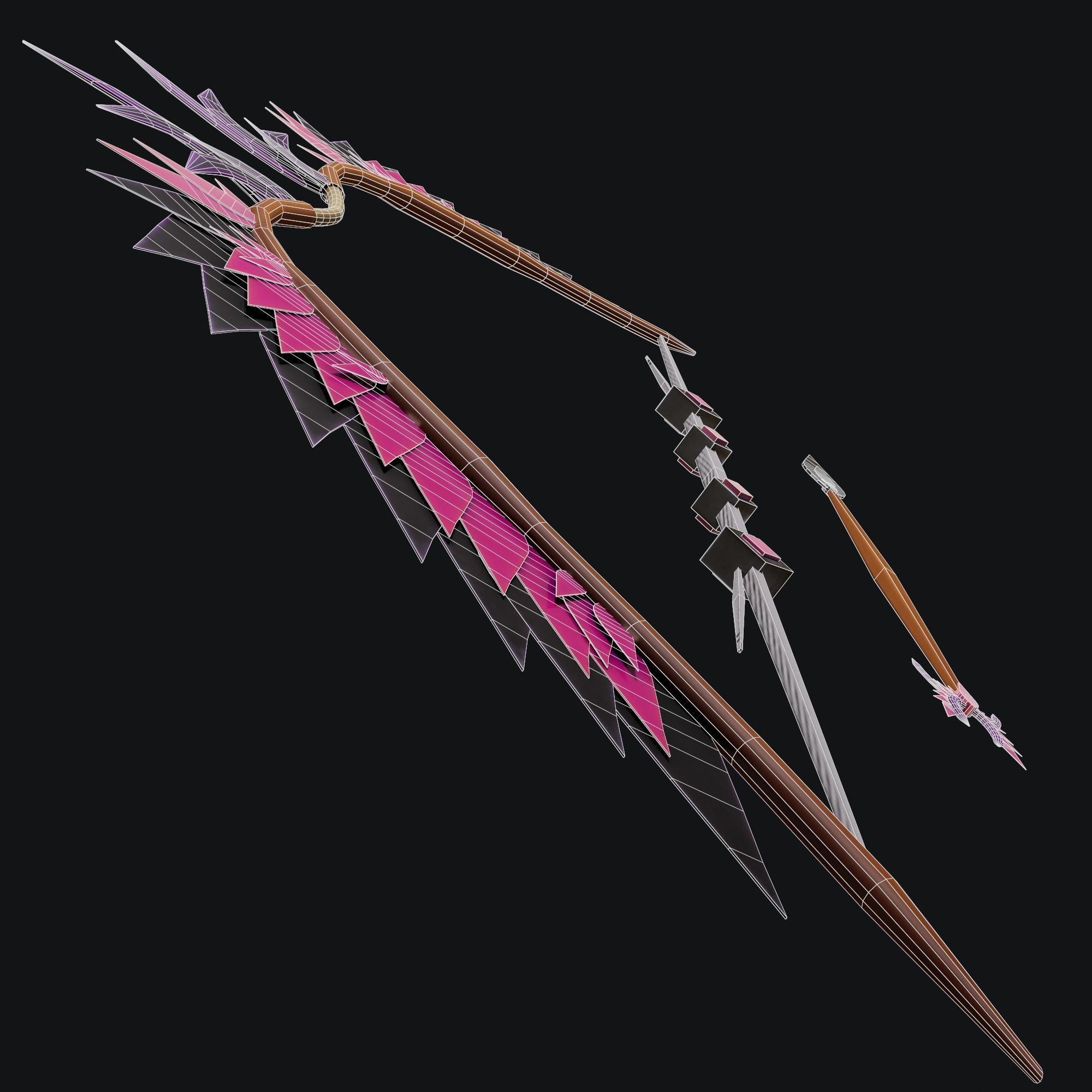 Concept game ready PBR BOW Low-poly 3D model_13