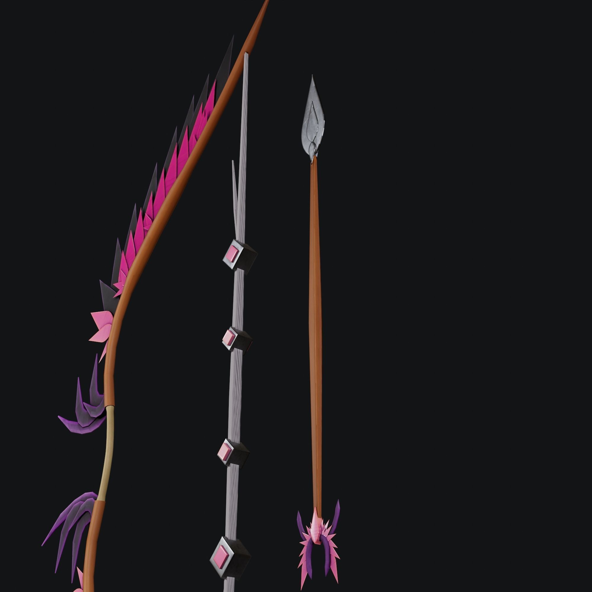 Concept game ready PBR BOW Low-poly 3D model_8