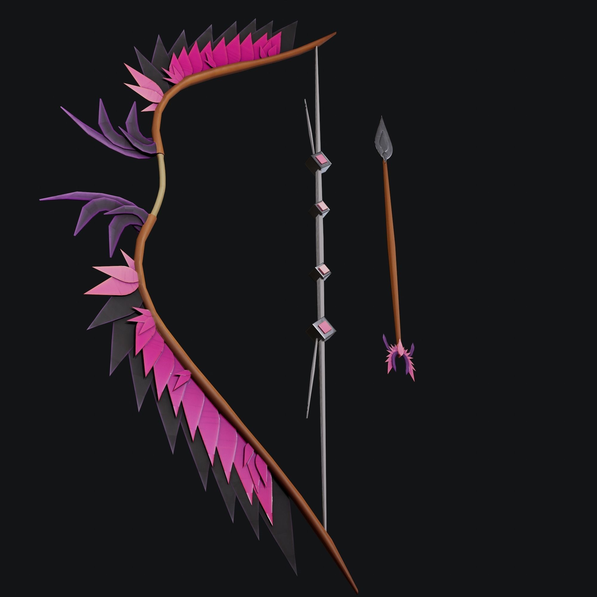 Concept game ready PBR BOW Low-poly 3D model_2