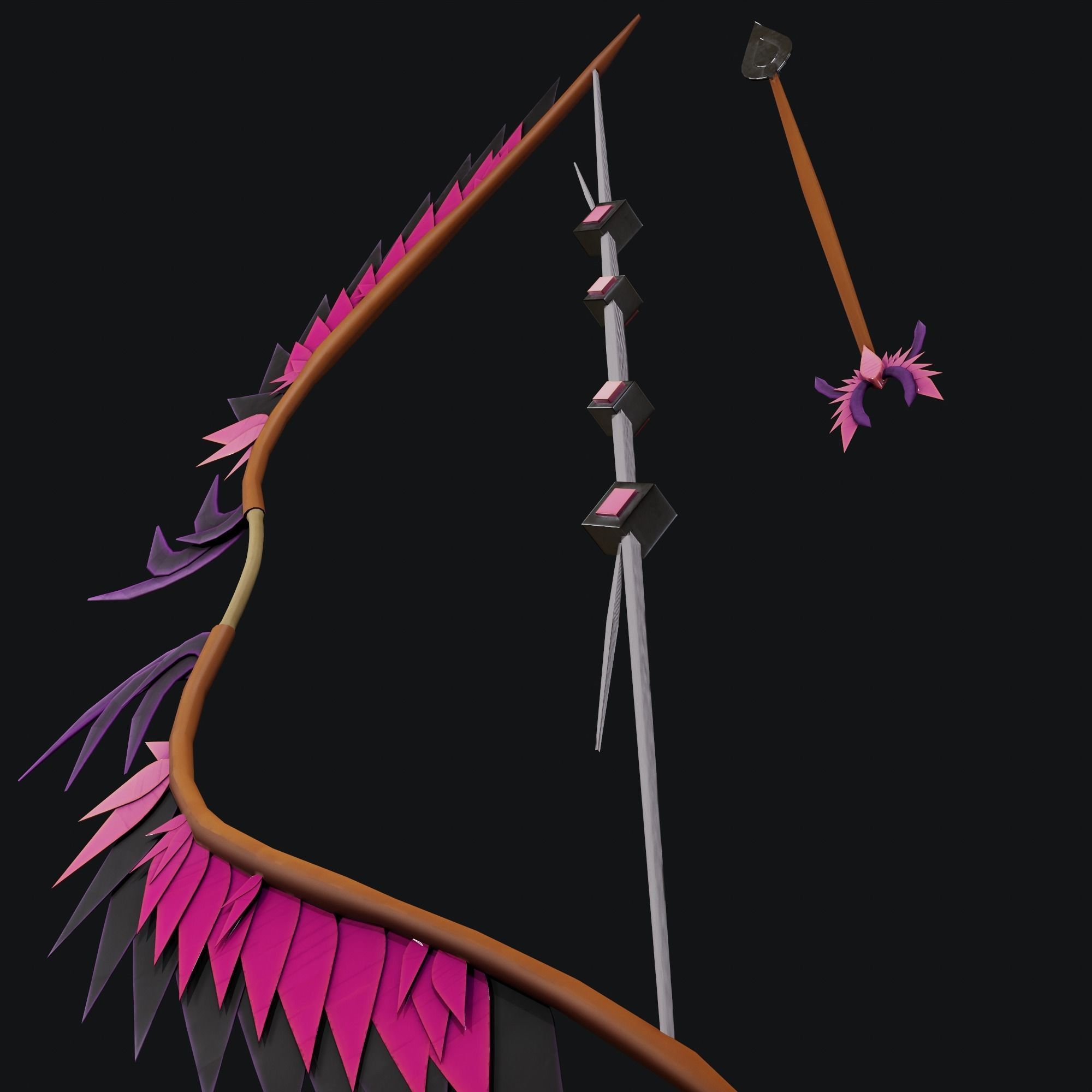 Concept game ready PBR BOW Low-poly 3D model_10