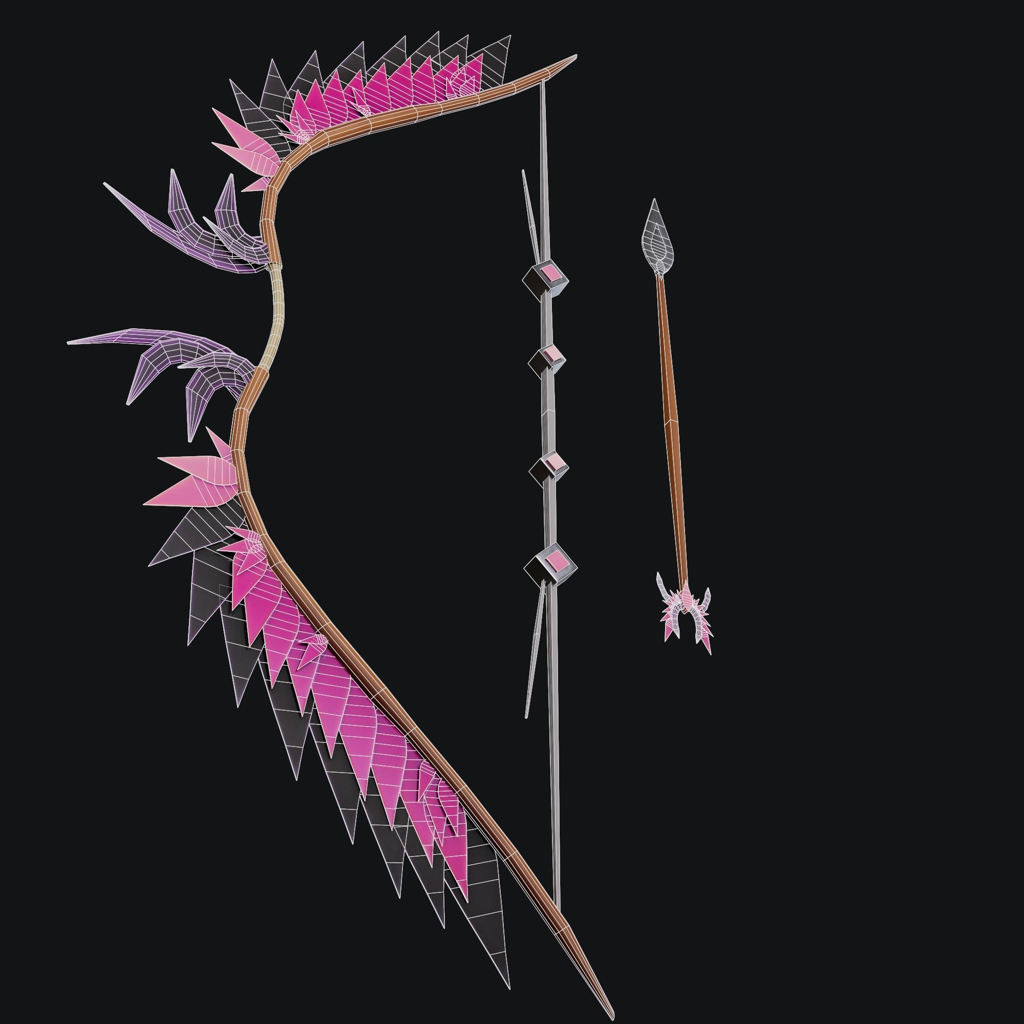 Concept game ready PBR BOW Low-poly 3D model_3