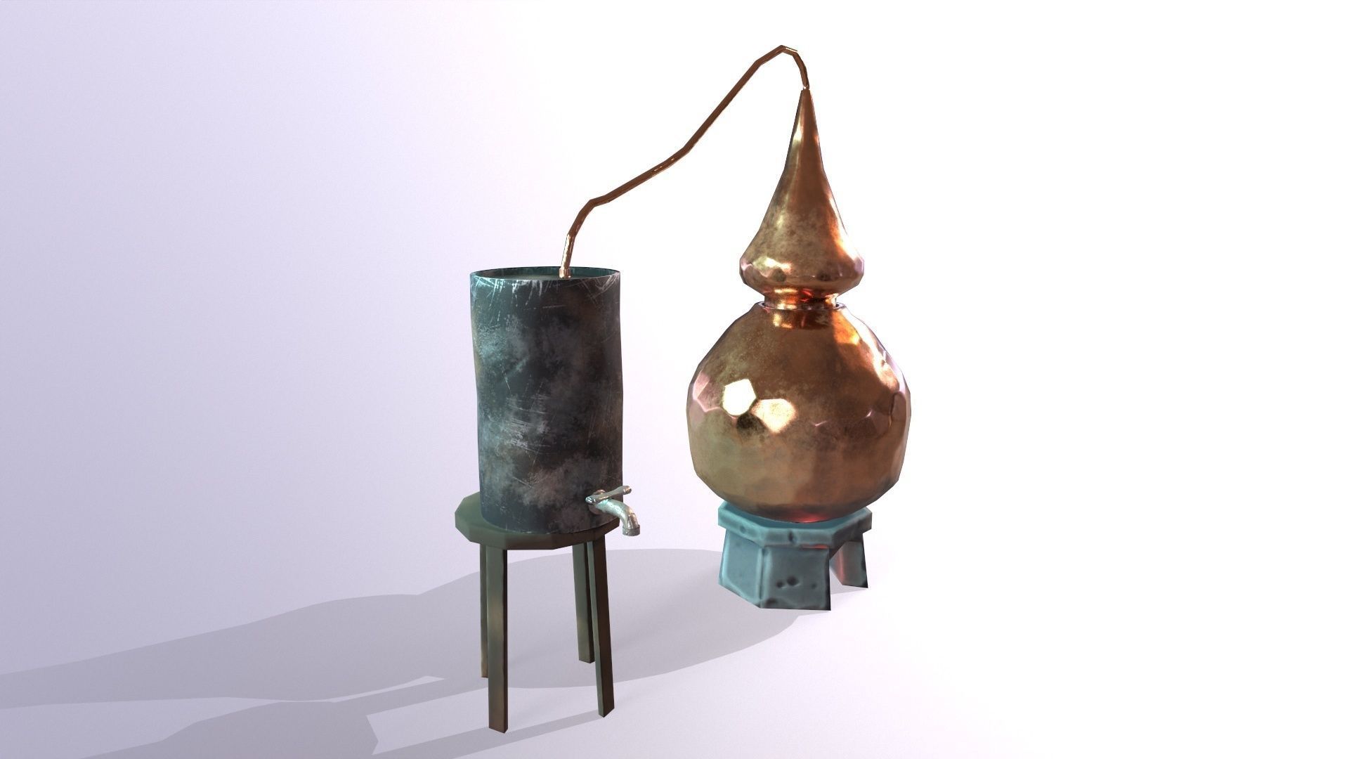 Lowpoly stylized PBR alchemy magic alembic distillation vessel Low-poly 3D model_2