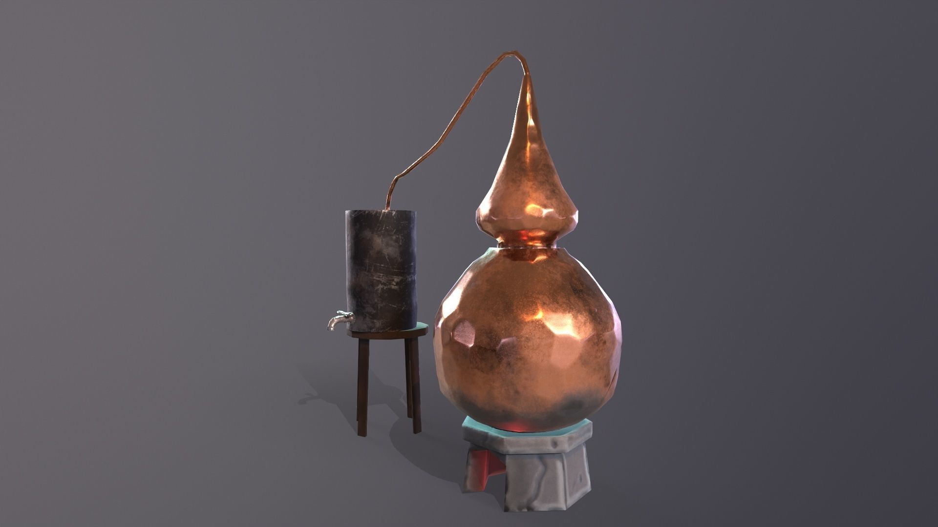 Lowpoly stylized PBR alchemy magic alembic distillation vessel Low-poly 3D model_5