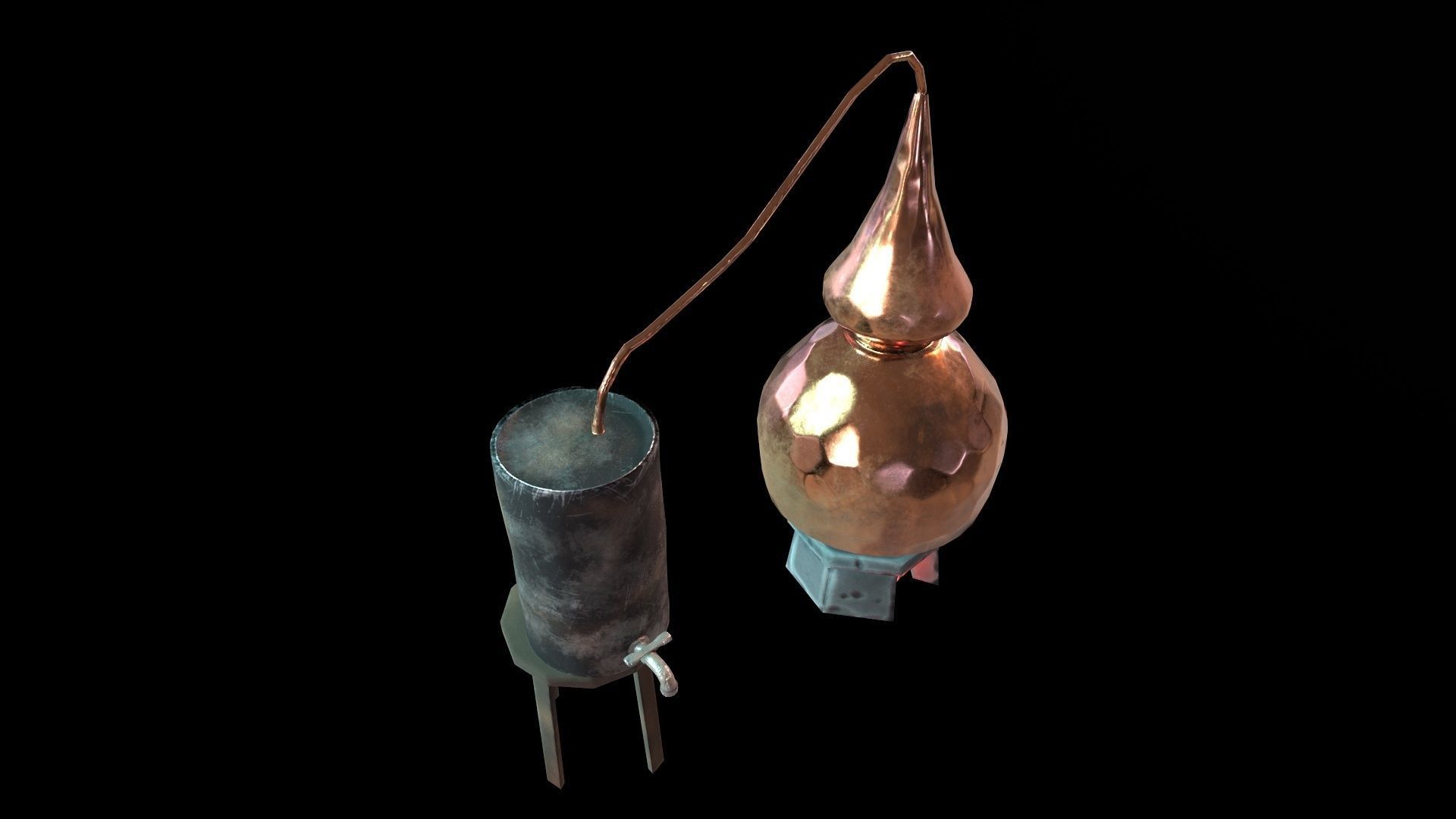 Lowpoly stylized PBR alchemy magic alembic distillation vessel Low-poly 3D model_11
