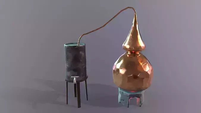 Lowpoly stylized PBR alchemy magic alembic distillation vessel  Low-poly 3D model