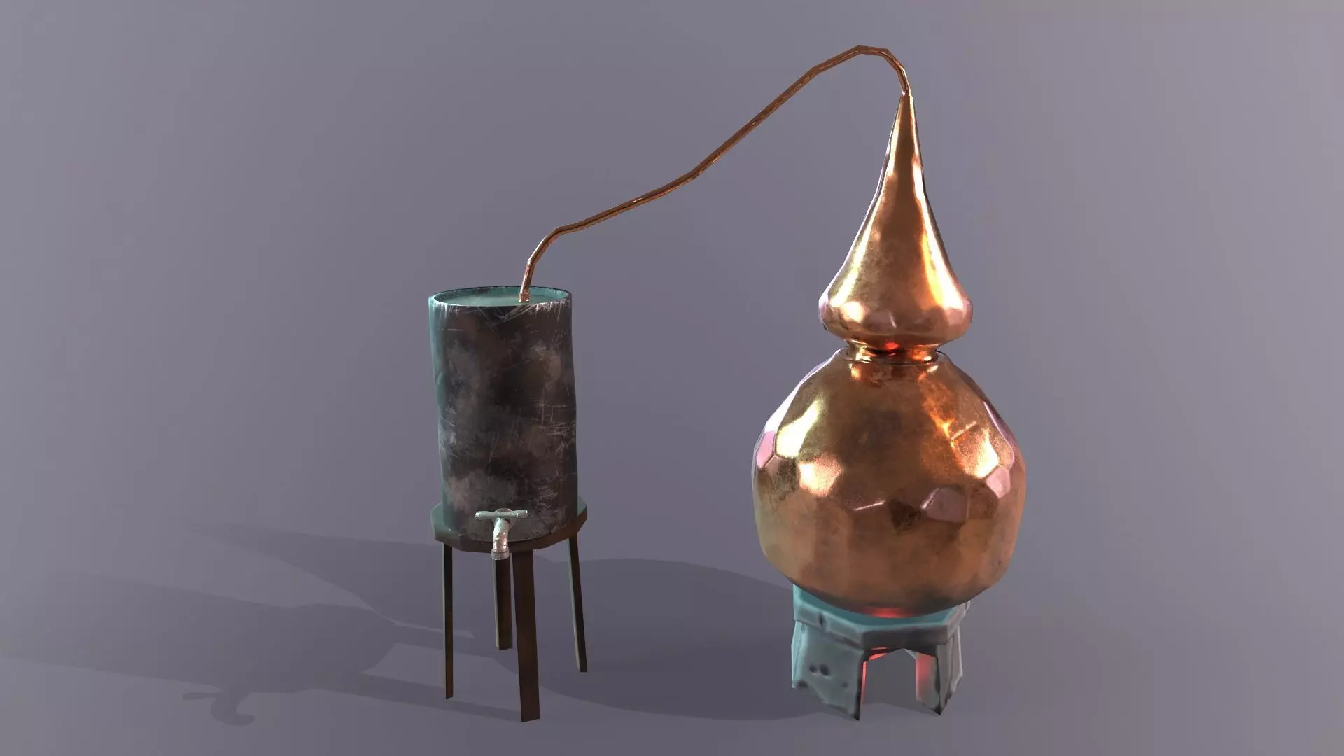 Lowpoly stylized PBR alchemy magic alembic distillation vessel Low-poly 3D model_0
