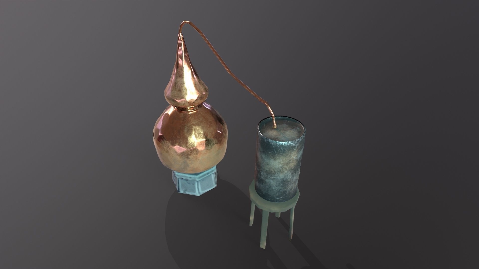Lowpoly stylized PBR alchemy magic alembic distillation vessel Low-poly 3D model_7