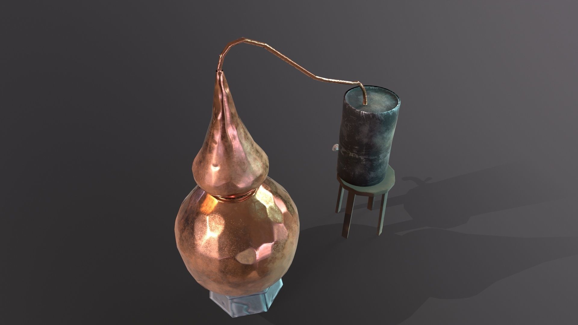 Lowpoly stylized PBR alchemy magic alembic distillation vessel Low-poly 3D model_6