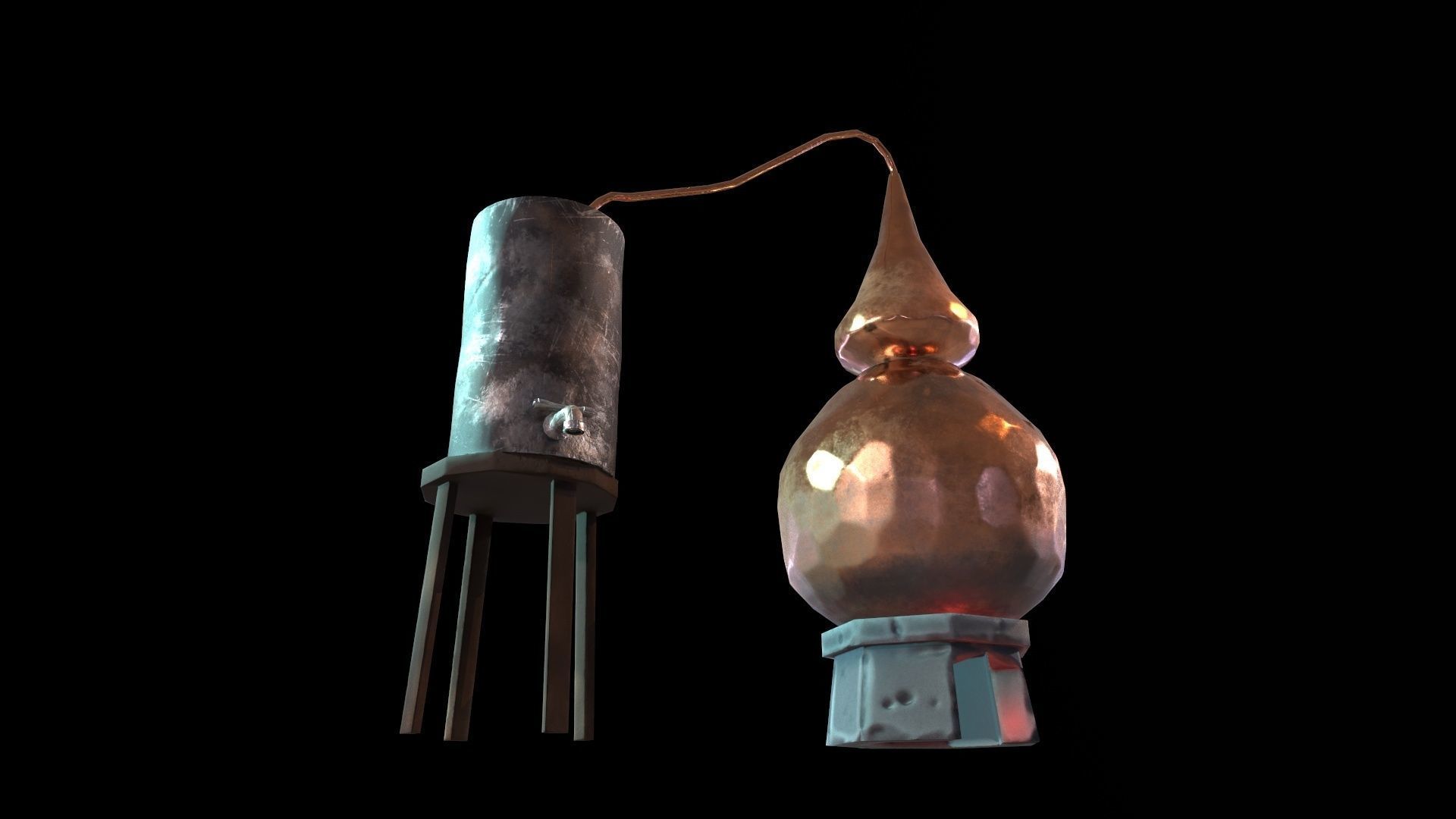 Lowpoly stylized PBR alchemy magic alembic distillation vessel Low-poly 3D model_12