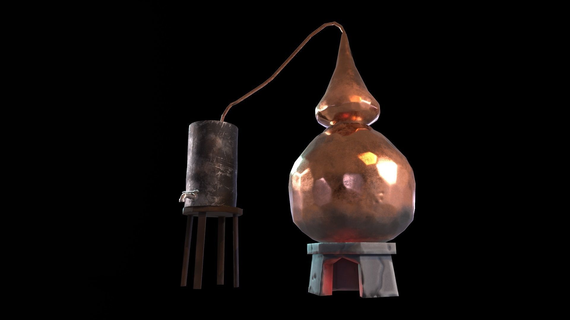 Lowpoly stylized PBR alchemy magic alembic distillation vessel Low-poly 3D model_13
