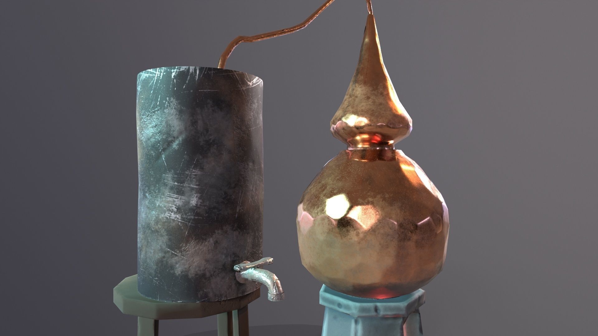 Lowpoly stylized PBR alchemy magic alembic distillation vessel Low-poly 3D model_3