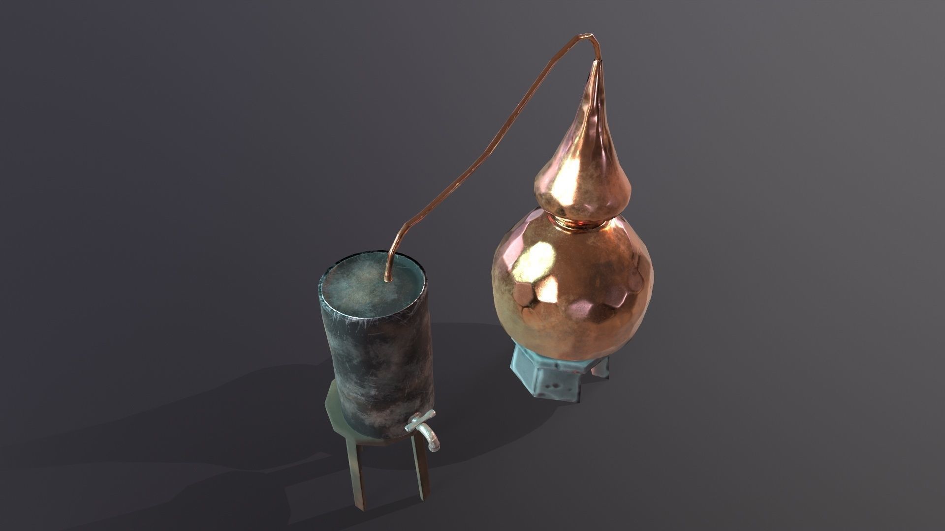 Lowpoly stylized PBR alchemy magic alembic distillation vessel Low-poly 3D model_9