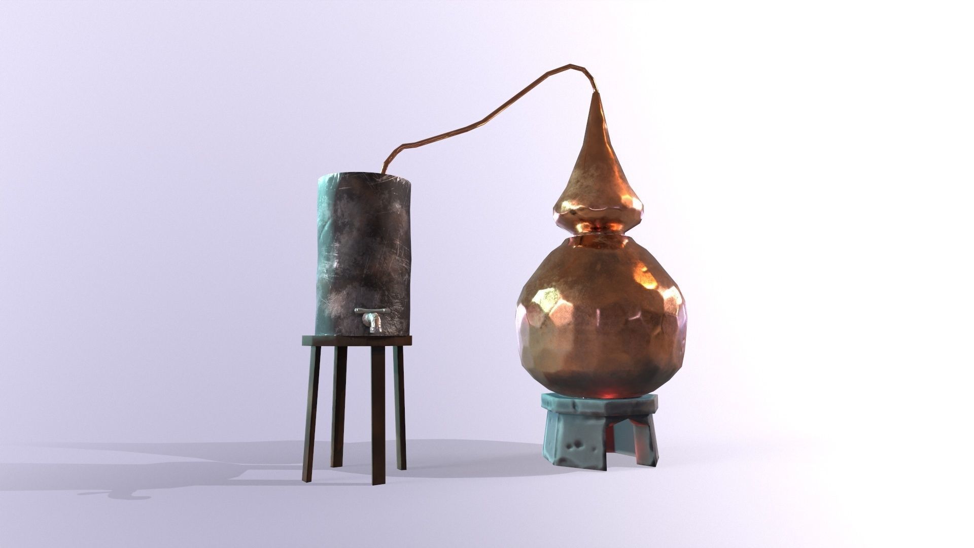 Lowpoly stylized PBR alchemy magic alembic distillation vessel Low-poly 3D model_8
