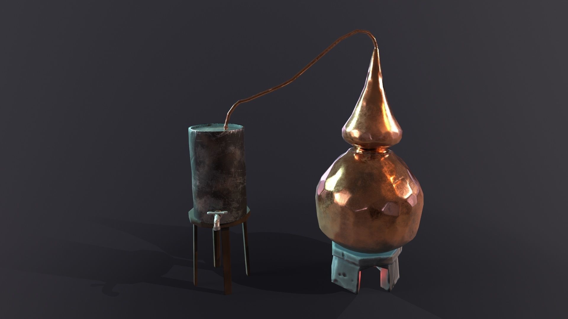 Lowpoly stylized PBR alchemy magic alembic distillation vessel Low-poly 3D model_10
