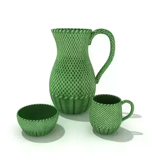 Green Woven Service Set
