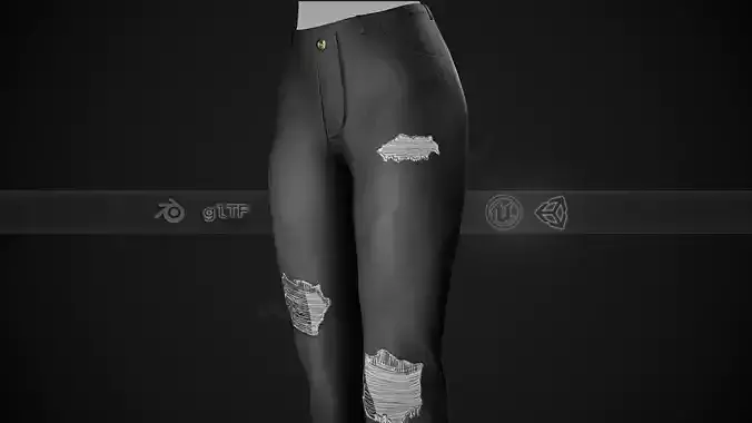 Female Black Ripped Jeans Pants Style 1 