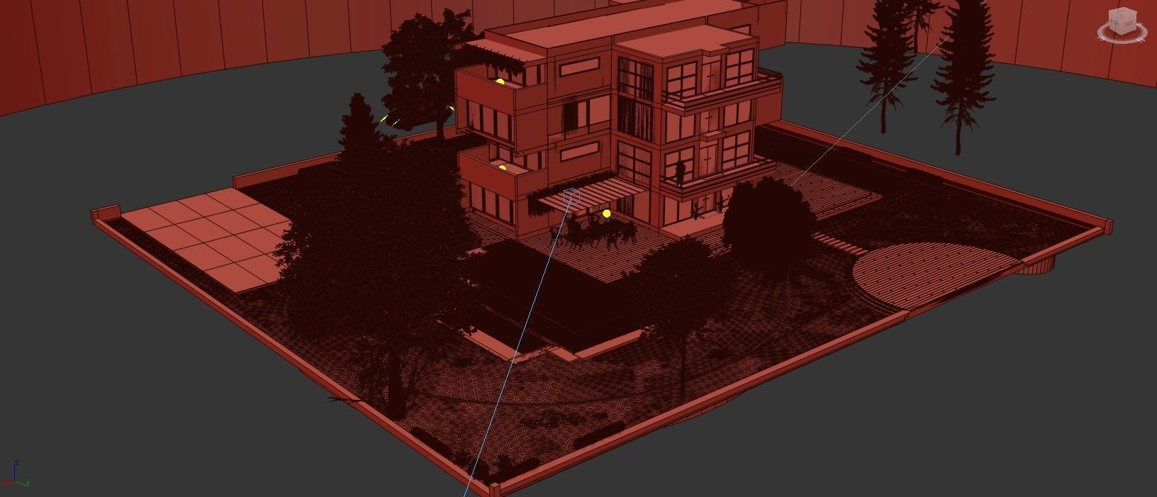 Modern Apartment Landscape Design Realistic Render - 2022 3D model_1