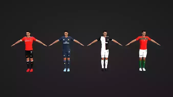 Cristiano Ronaldo - Manchester - Madrid - Juventus - Portugal Low-poly 3D model