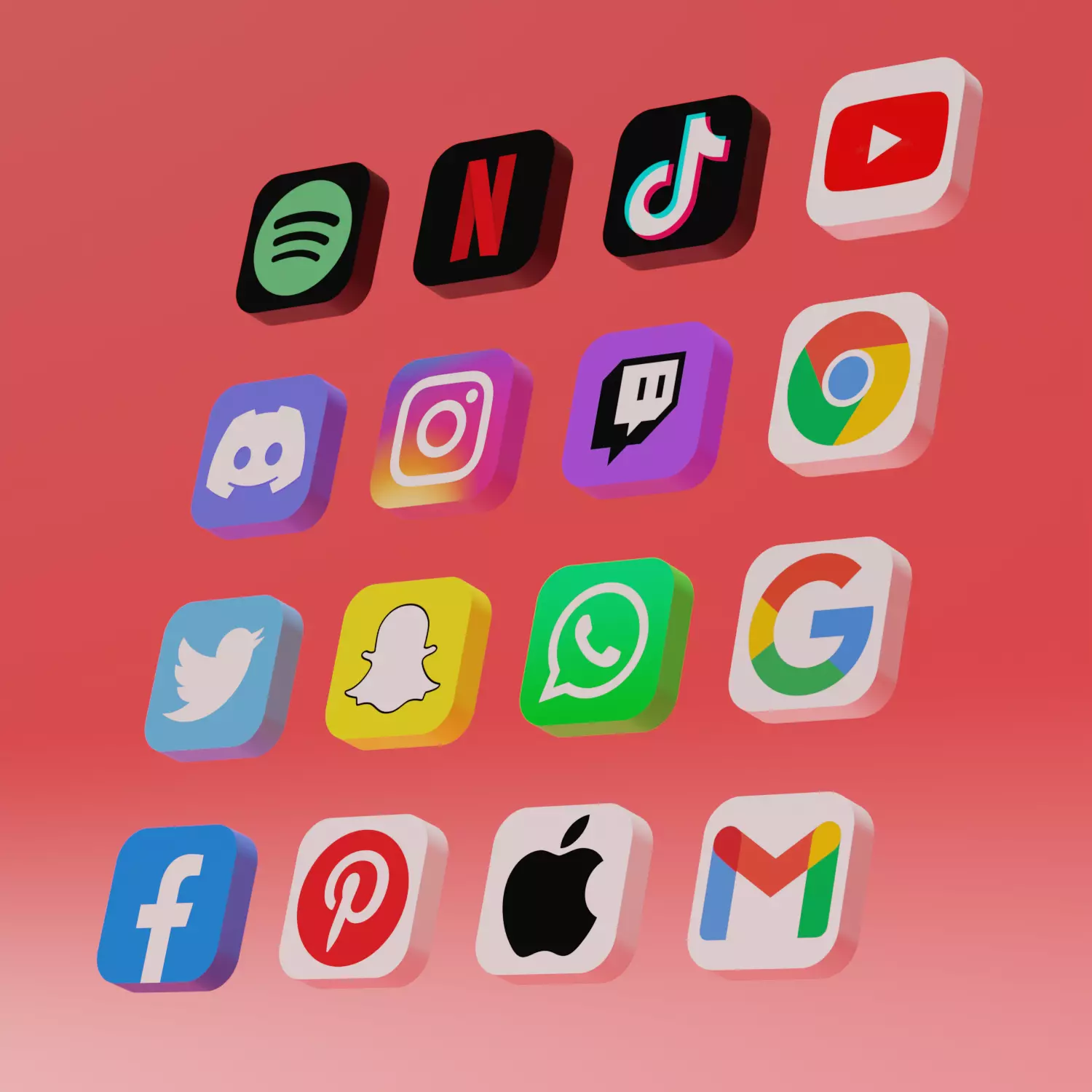 3D logo social media 3D model