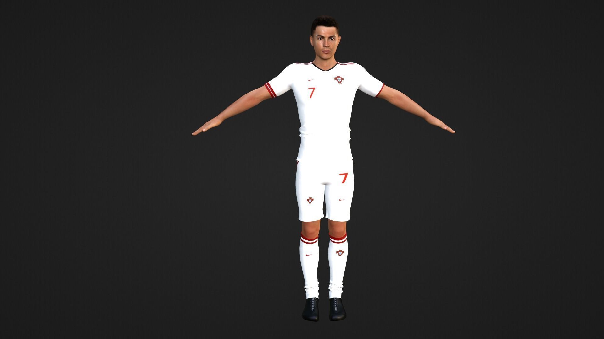 Cristiano Ronaldo - Manchester - Madrid - Juventus - Portugal Low-poly 3D model_4
