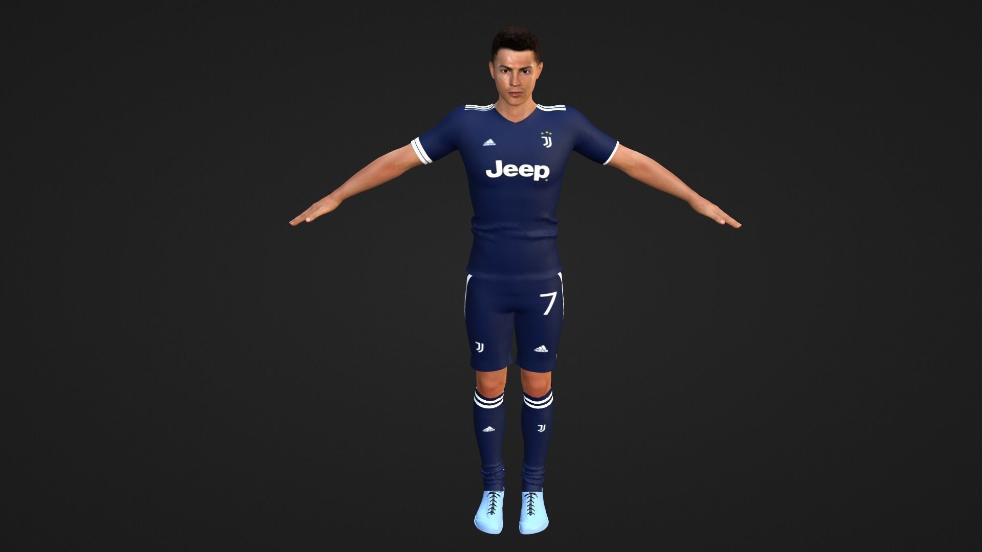 Cristiano Ronaldo - Manchester - Madrid - Juventus - Portugal Low-poly 3D model_7
