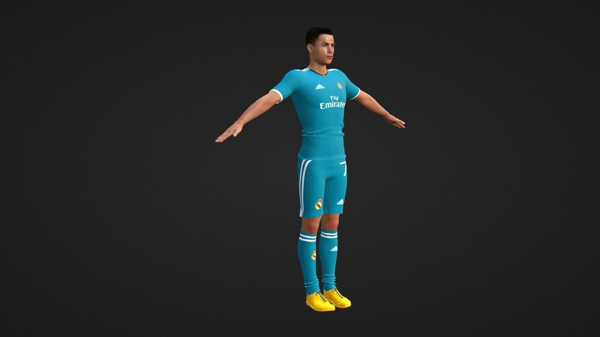 Cristiano Ronaldo - Manchester - Madrid - Juventus - Portugal Low-poly 3D model_21