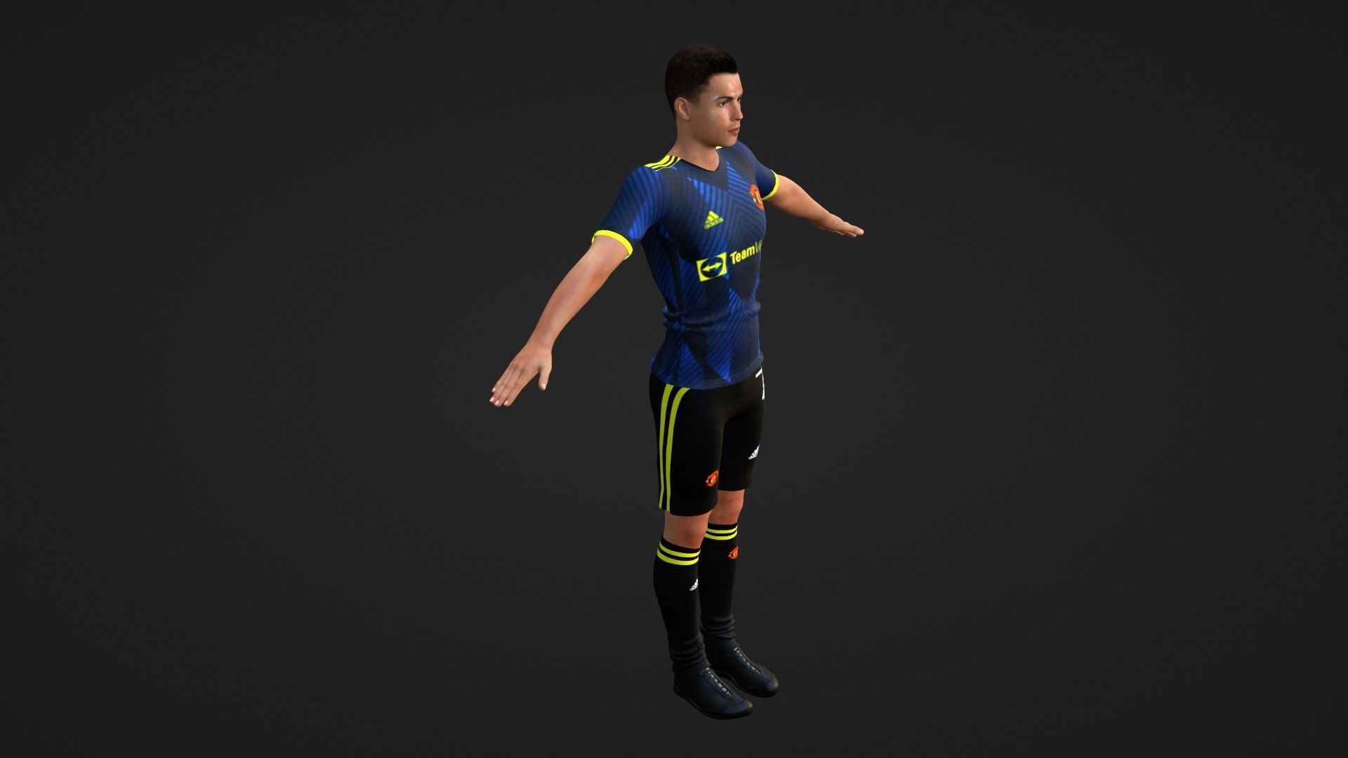 Cristiano Ronaldo - Manchester - Madrid - Juventus - Portugal Low-poly 3D model_12
