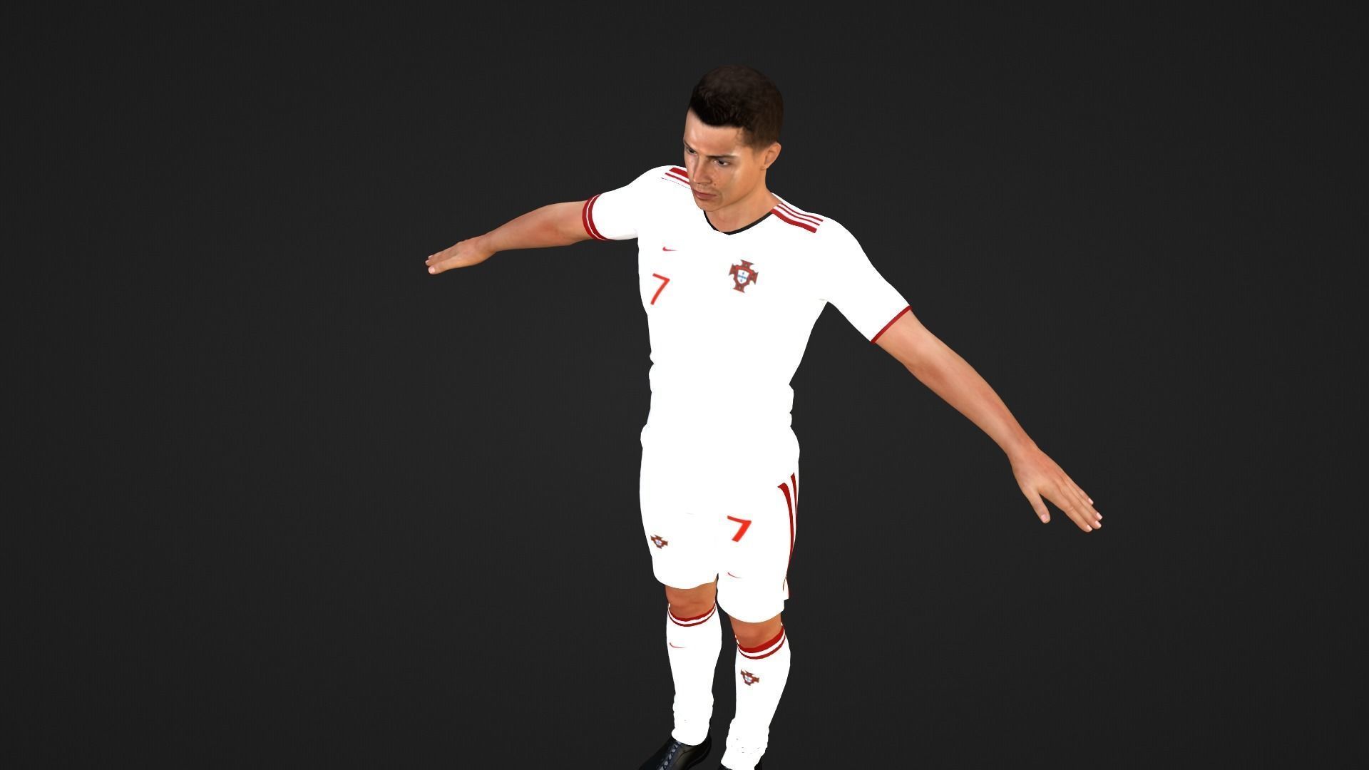 Cristiano Ronaldo - Manchester - Madrid - Juventus - Portugal Low-poly 3D model_20