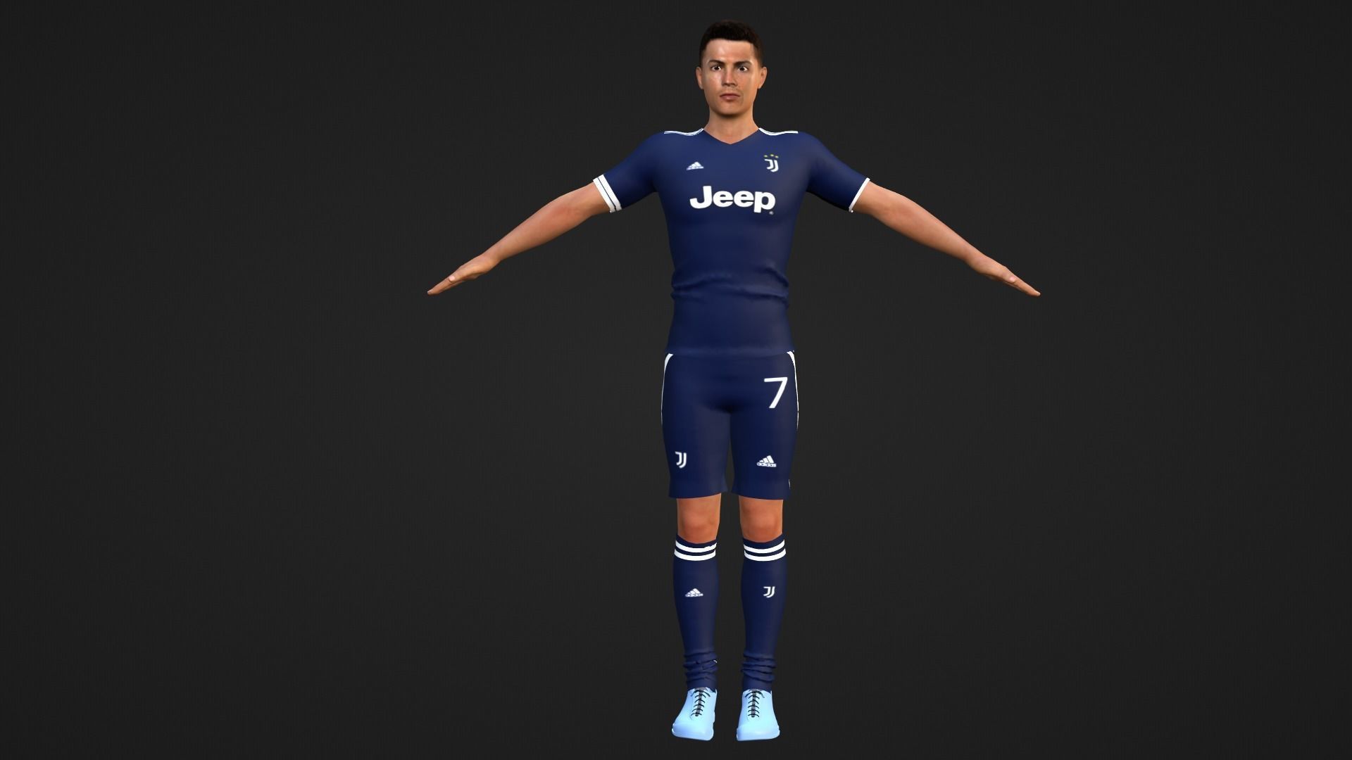 Cristiano Ronaldo - Manchester - Madrid - Juventus - Portugal Low-poly 3D model_2