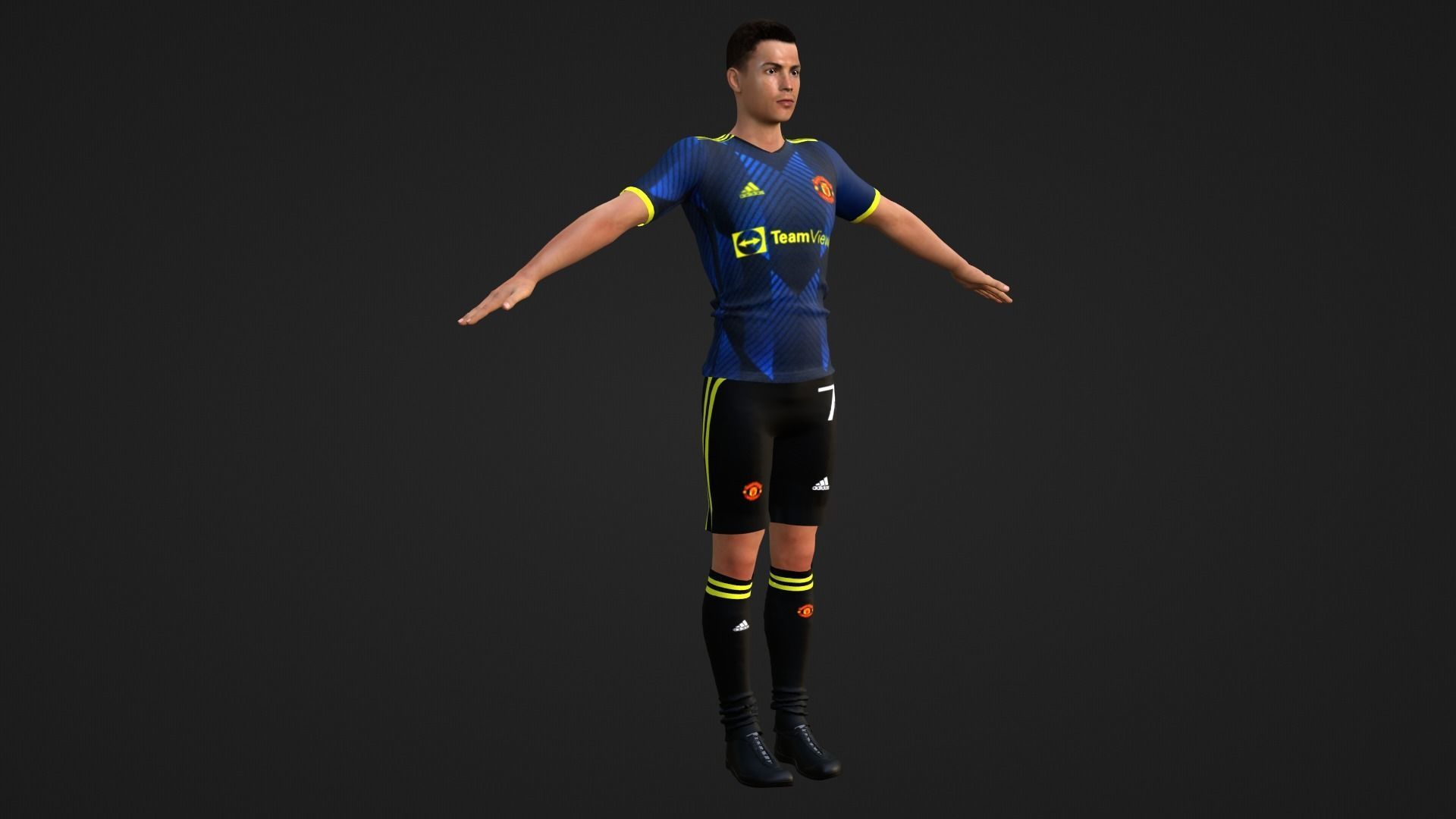Cristiano Ronaldo - Manchester - Madrid - Juventus - Portugal Low-poly 3D model_13