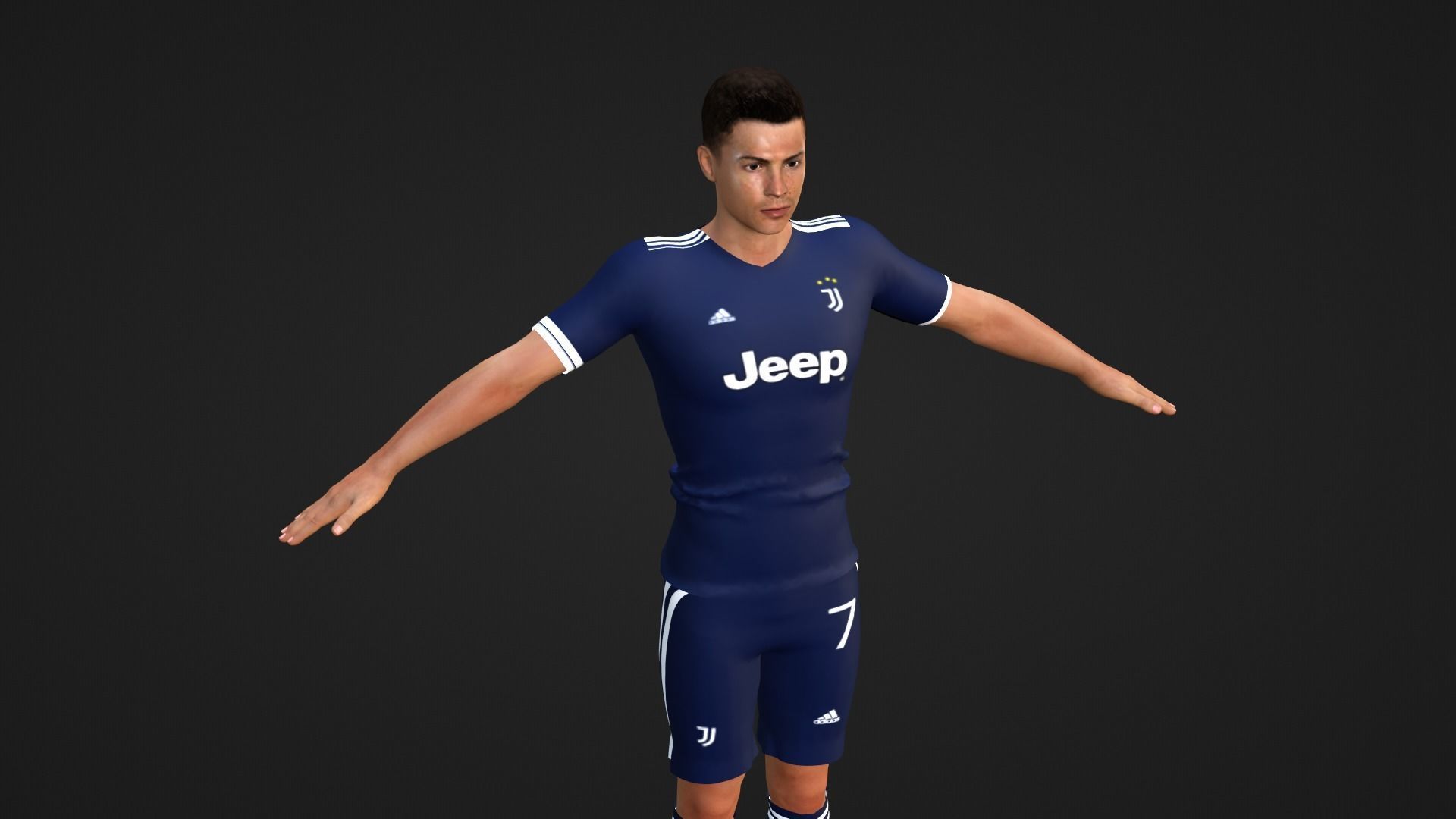 Cristiano Ronaldo - Manchester - Madrid - Juventus - Portugal Low-poly 3D model_8