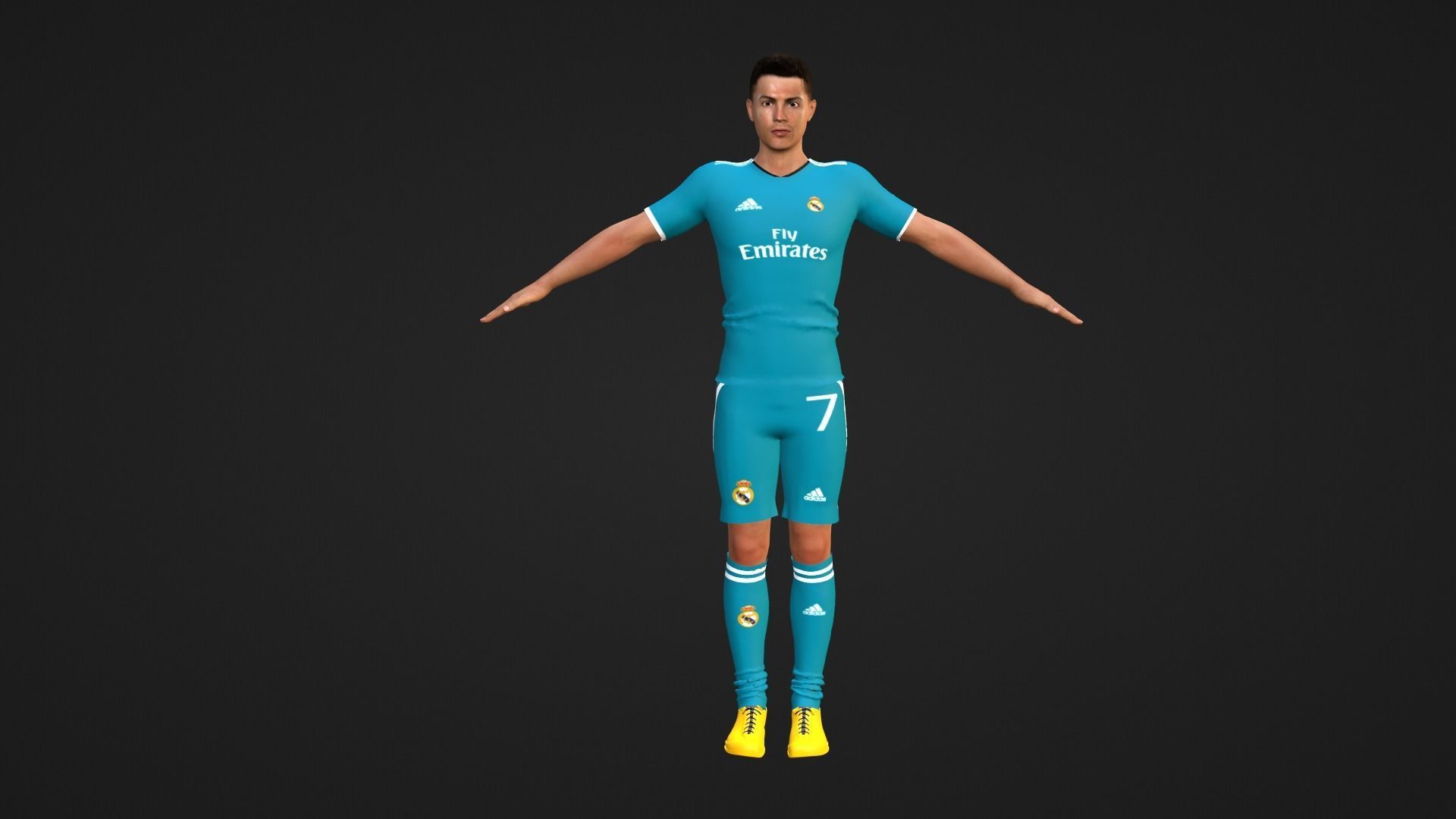Cristiano Ronaldo - Manchester - Madrid - Juventus - Portugal Low-poly 3D model_22