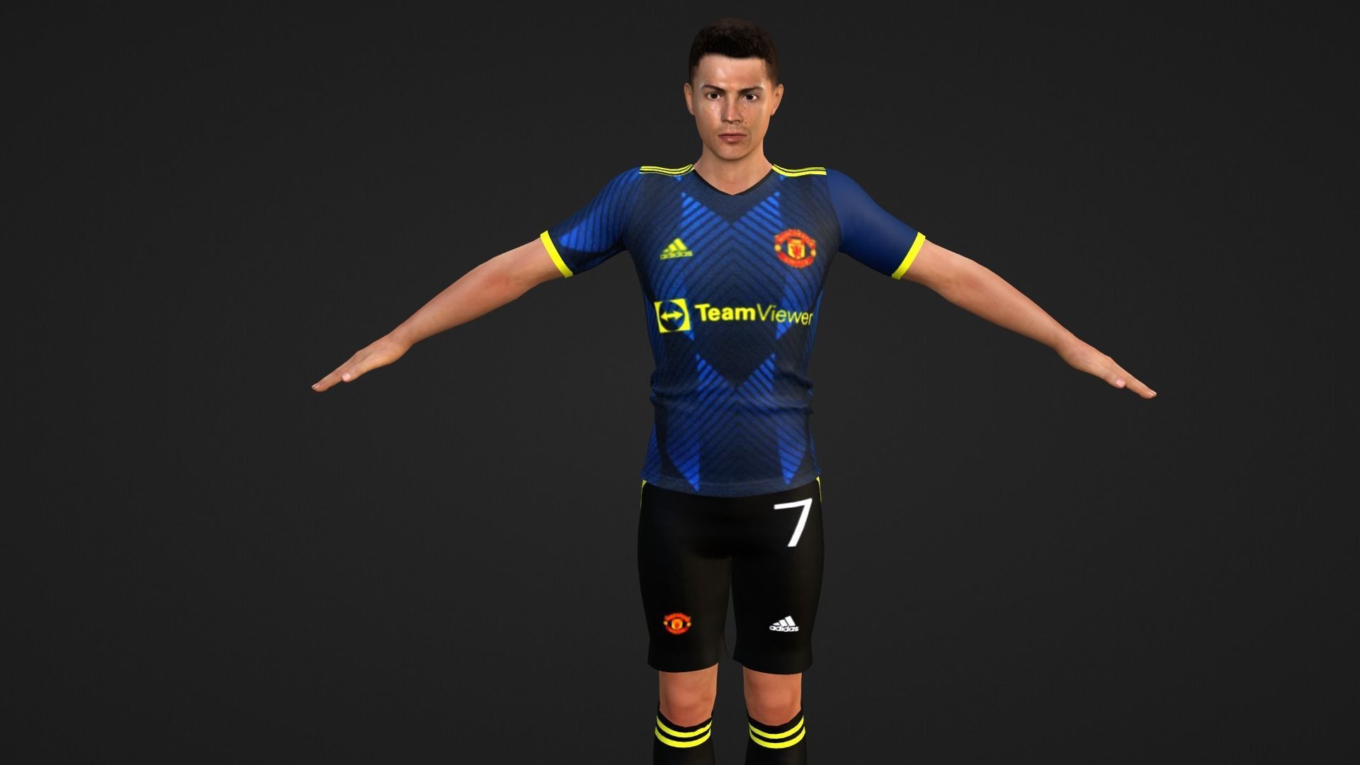 Cristiano Ronaldo - Manchester - Madrid - Juventus - Portugal Low-poly 3D model_3
