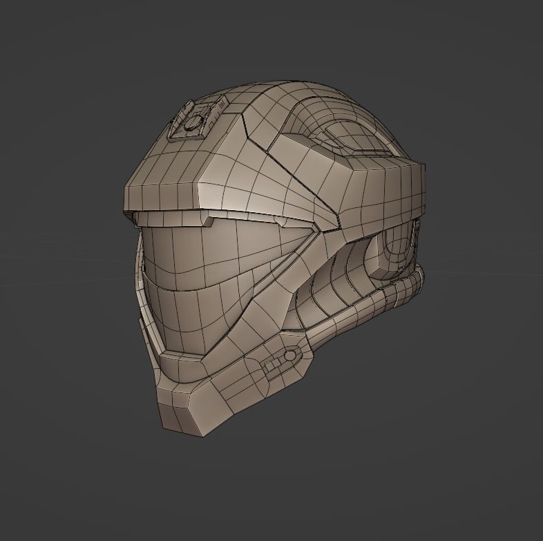 Halo Recon Helmet With Print Ready STL Low-poly 3D model_3