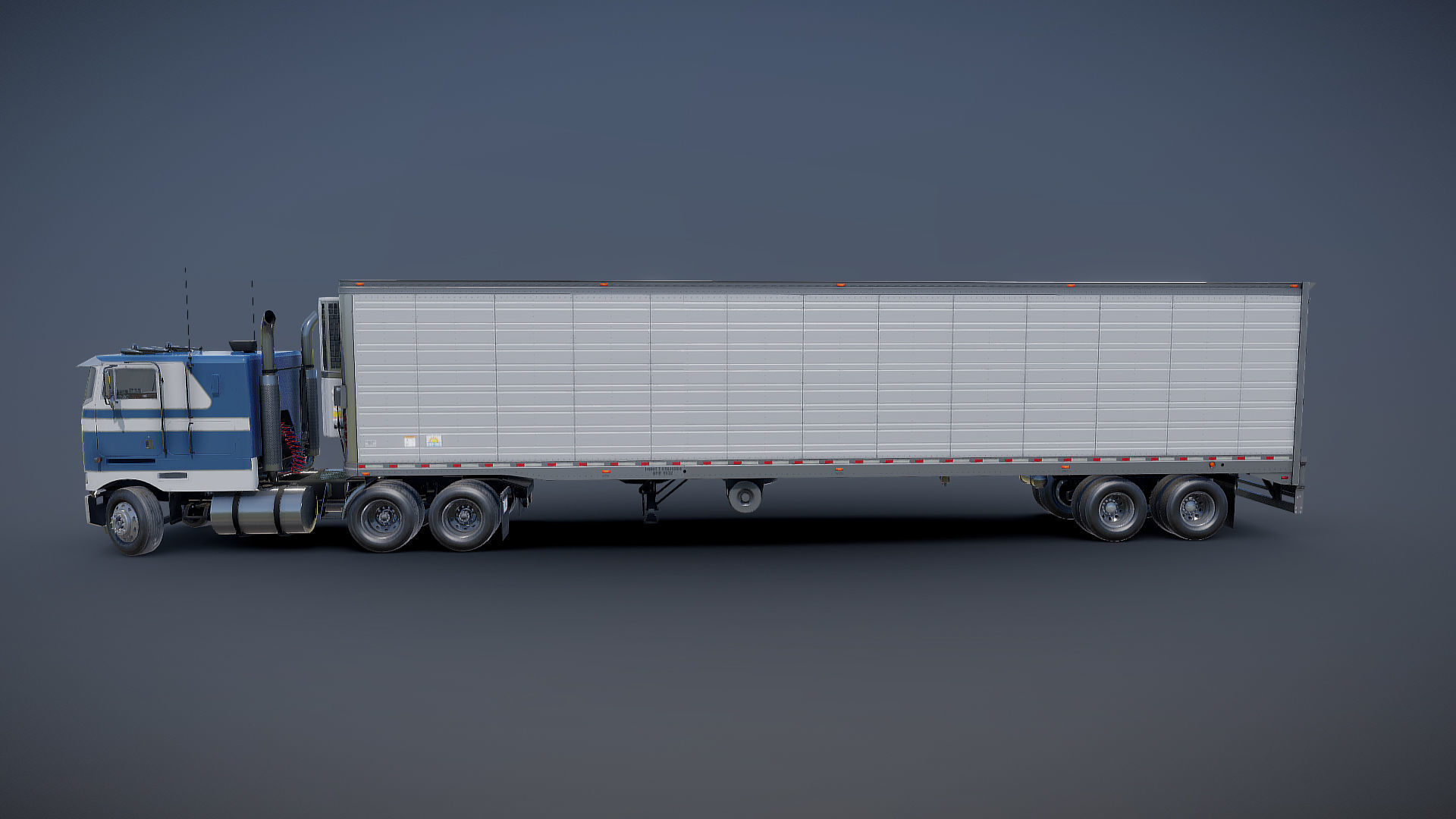 Peterbilt 362 van trailer truck Low-poly 3D model_24