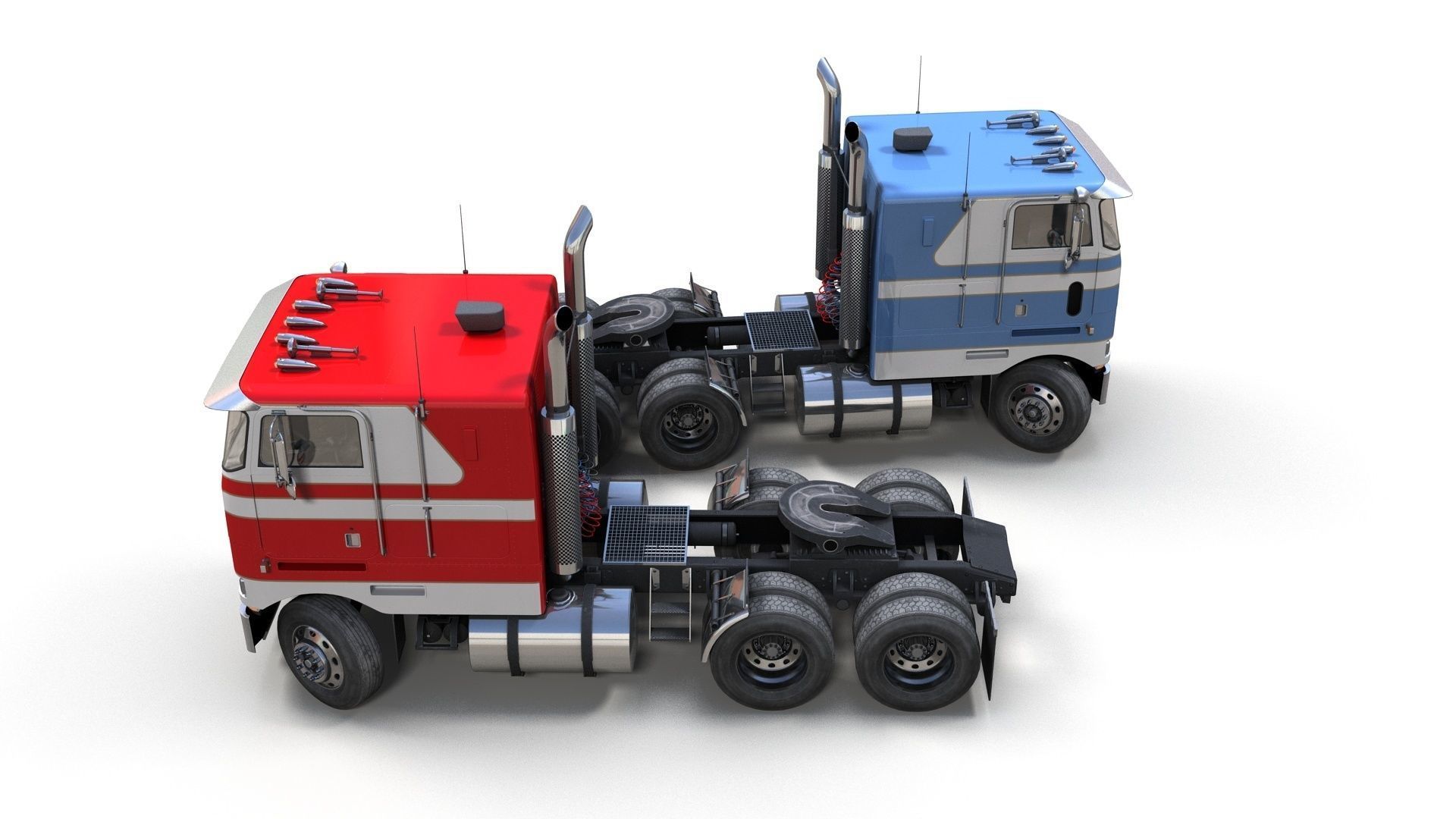 Peterbilt 362 van trailer truck Low-poly 3D model_11