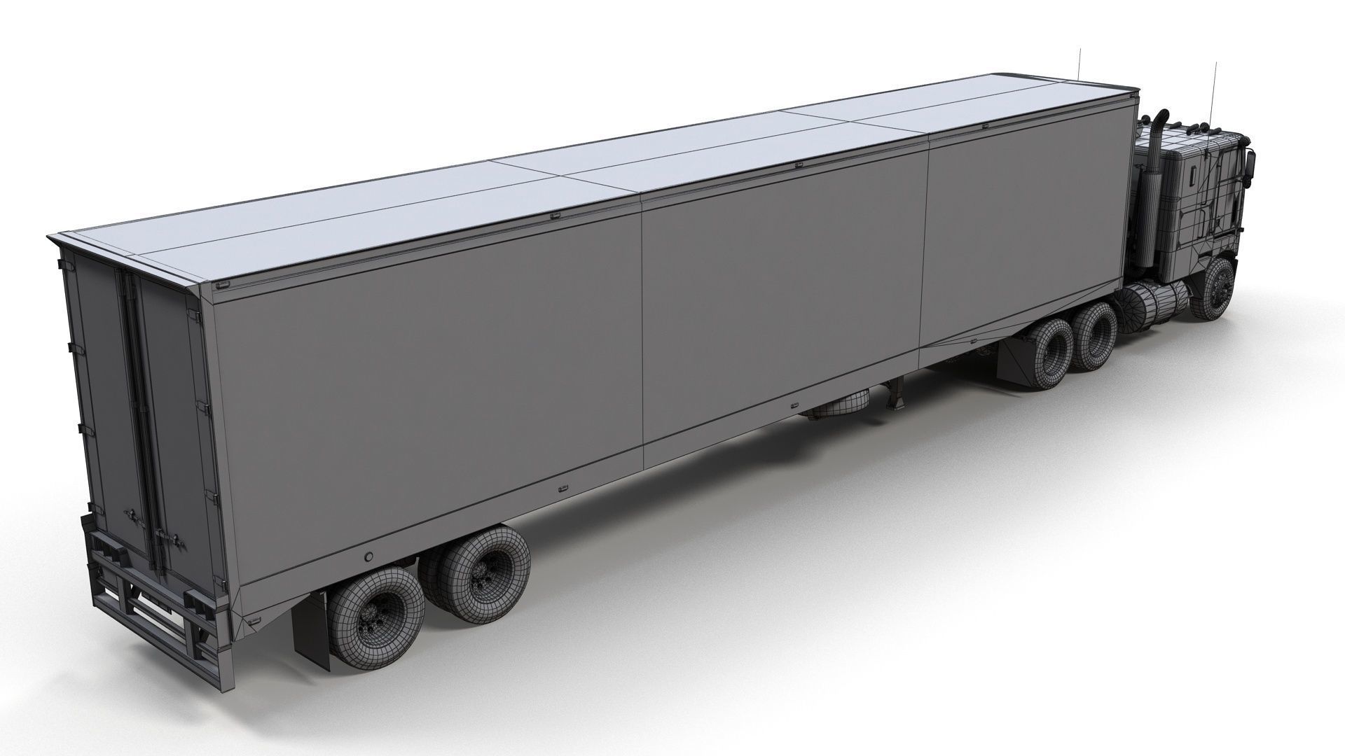 Peterbilt 362 van trailer truck Low-poly 3D model_14