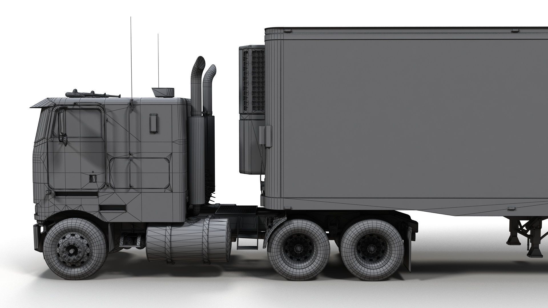 Peterbilt 362 van trailer truck Low-poly 3D model_17