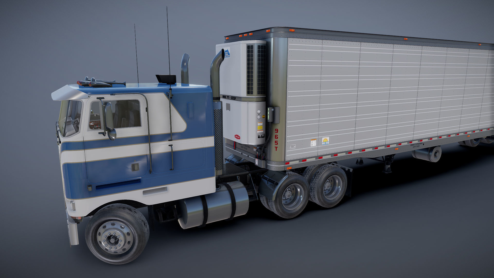 Peterbilt 362 van trailer truck Low-poly 3D model_22