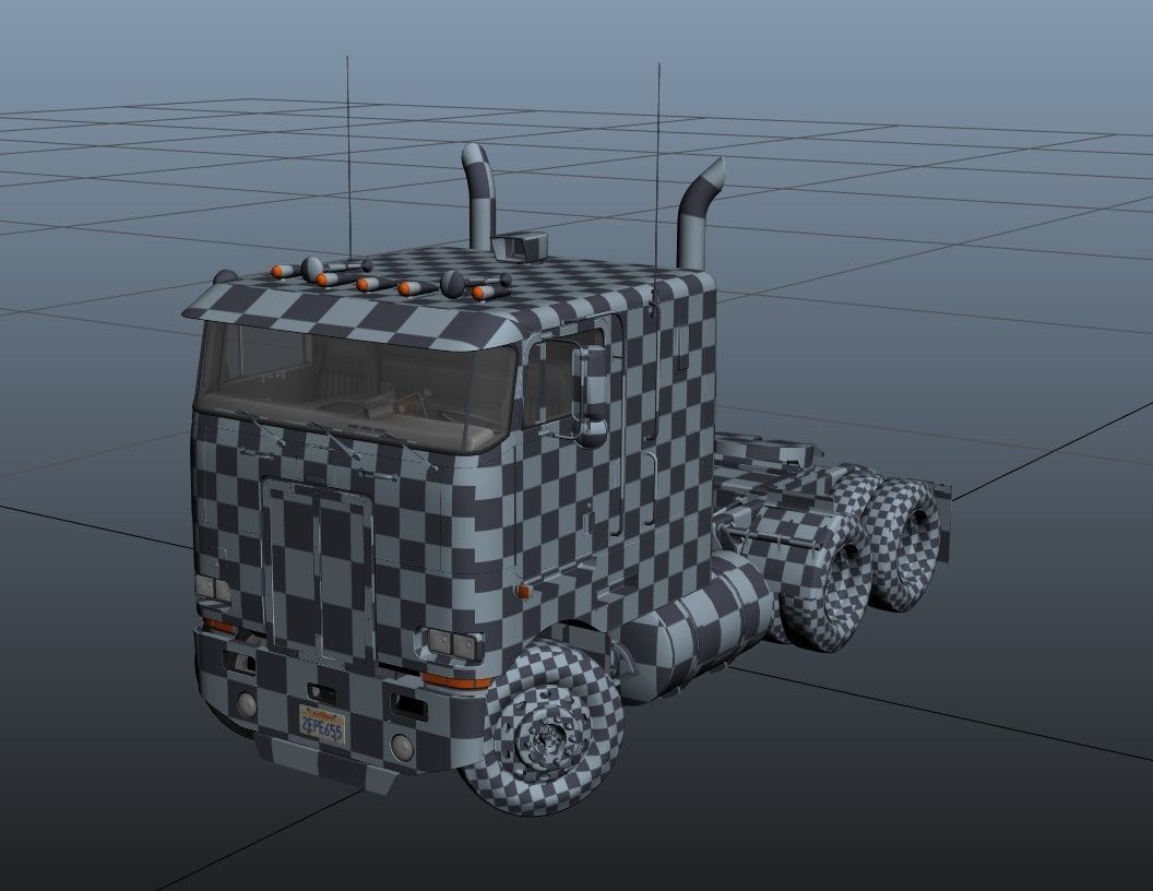 Peterbilt 362 van trailer truck Low-poly 3D model_36