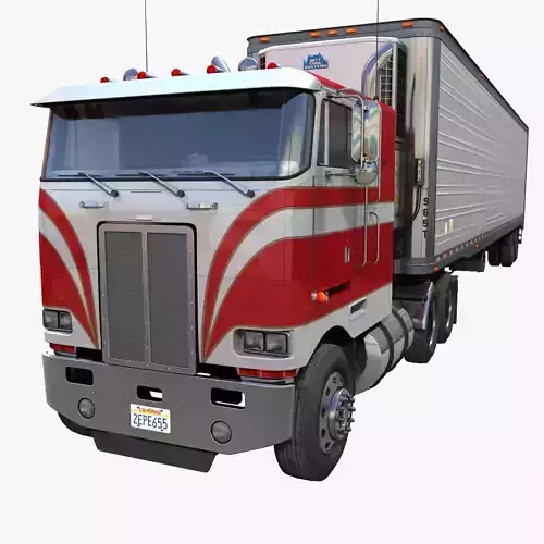 Peterbilt 362 van trailer truck Low-poly 3D model