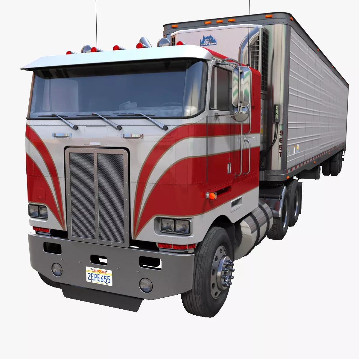 Peterbilt 362 van trailer truck Low-poly 3D model_0