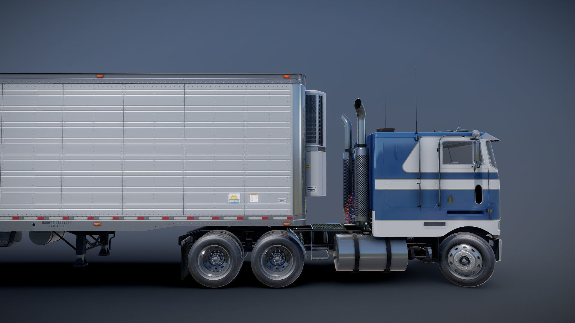 Peterbilt 362 van trailer truck Low-poly 3D model_27