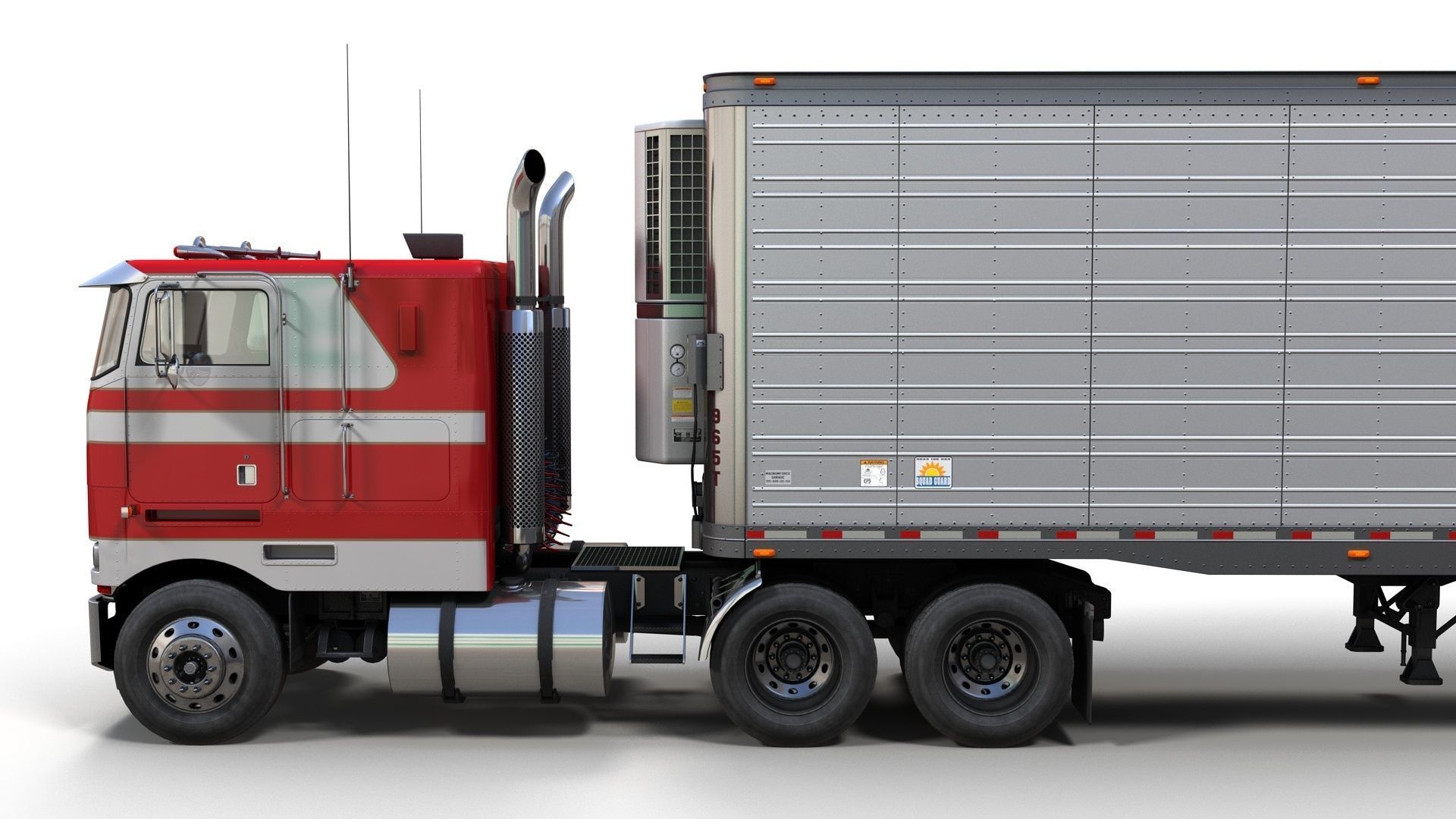 Peterbilt 362 van trailer truck Low-poly 3D model_5