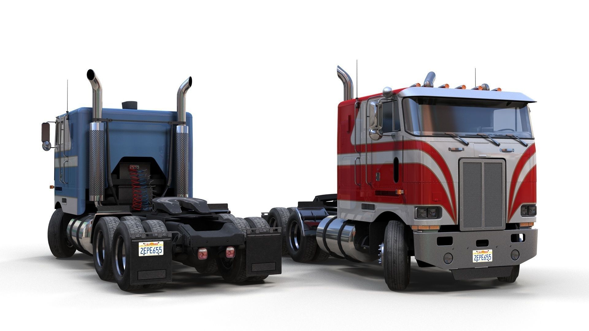Peterbilt 362 van trailer truck Low-poly 3D model_10