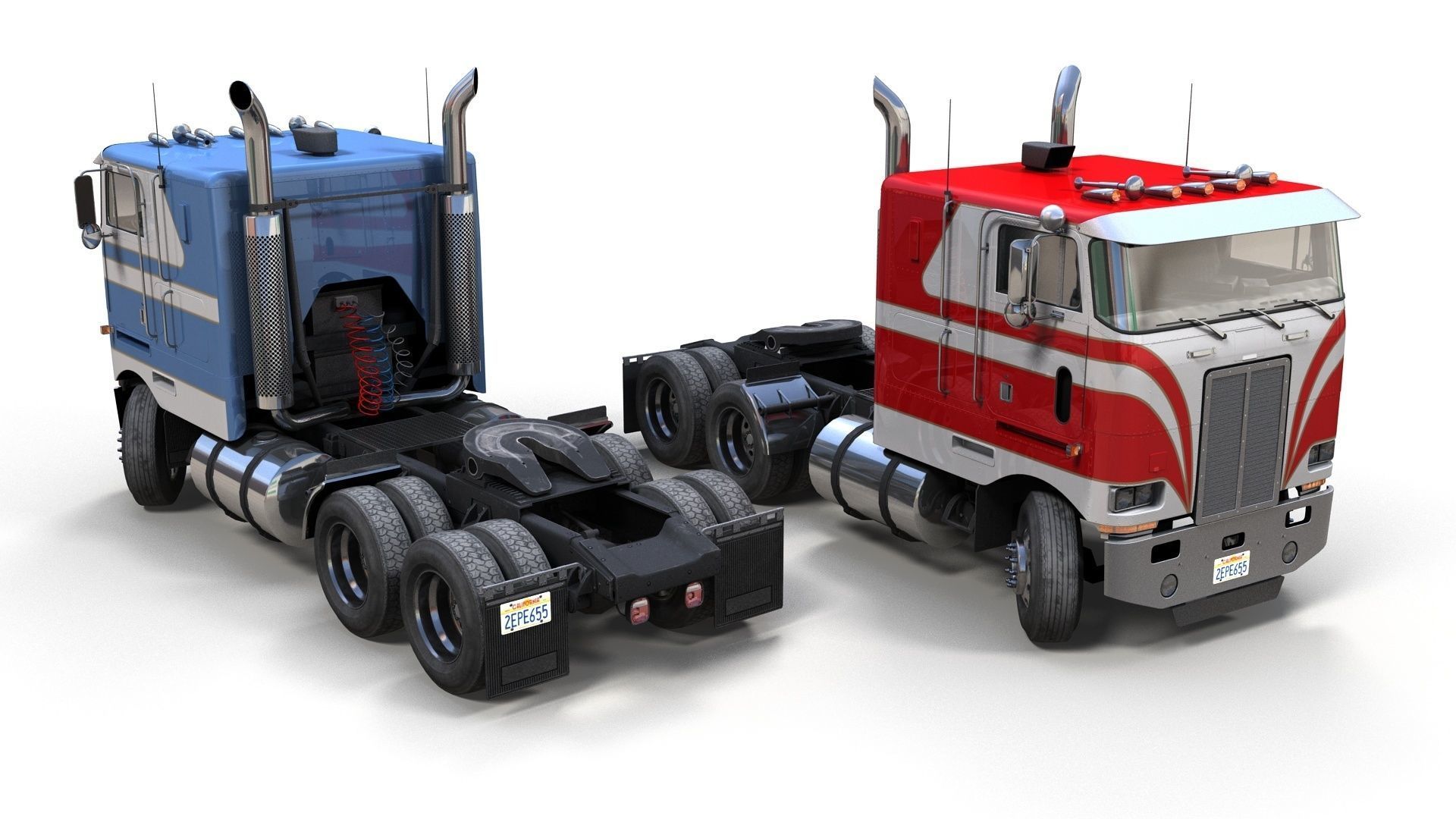 Peterbilt 362 van trailer truck Low-poly 3D model_12