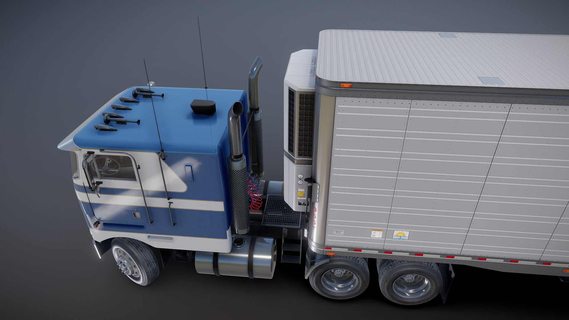 Peterbilt 362 van trailer truck Low-poly 3D model_29