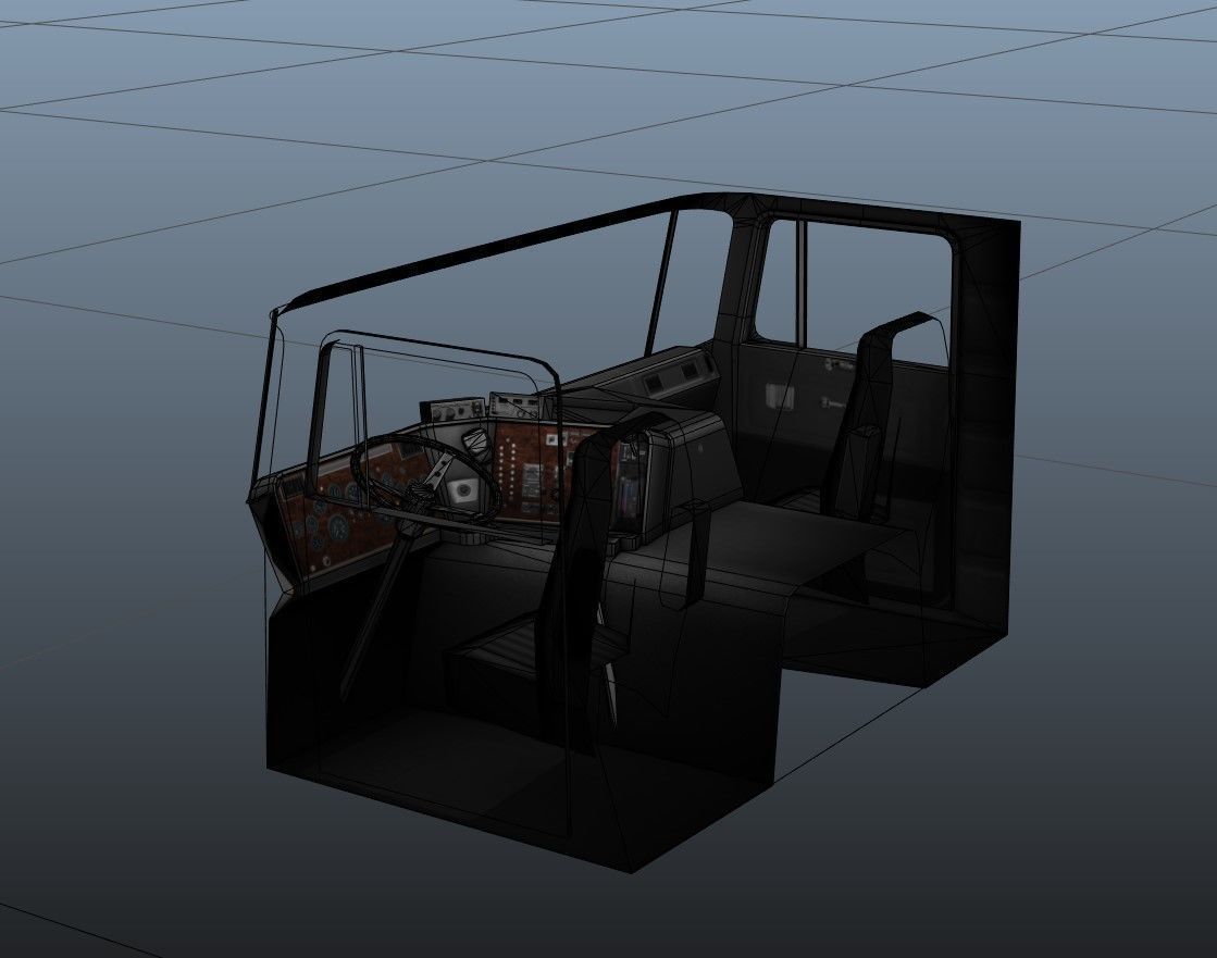 Peterbilt 362 van trailer truck Low-poly 3D model_38